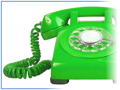 A green telephone.